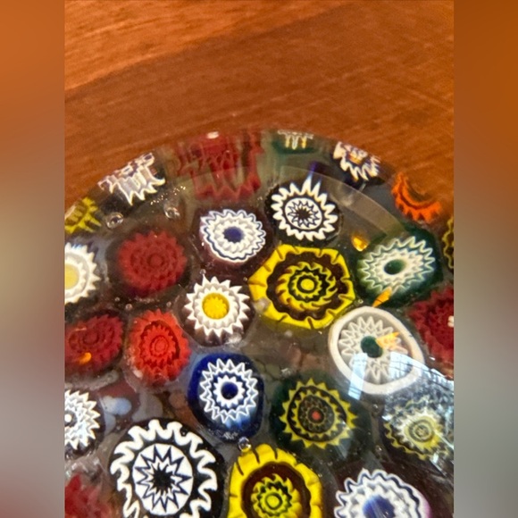 Vintage Murano Italy Millefiori Close MCM Paperweight 3” - Picture 6 of 13